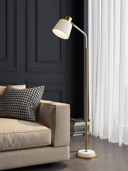 Adjustable Mid-Century LED Floor Lamp with Gold Base