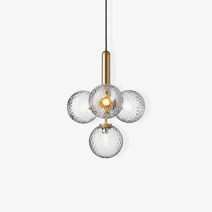 Adjustable Opal & Clear Glass Sphere Pendant Light