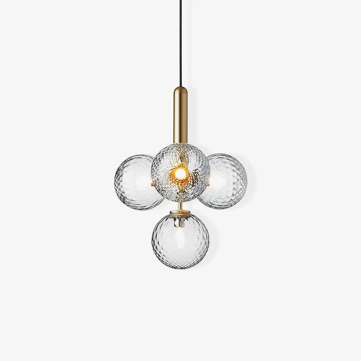 Adjustable Opal & Clear Glass Sphere Pendant Light