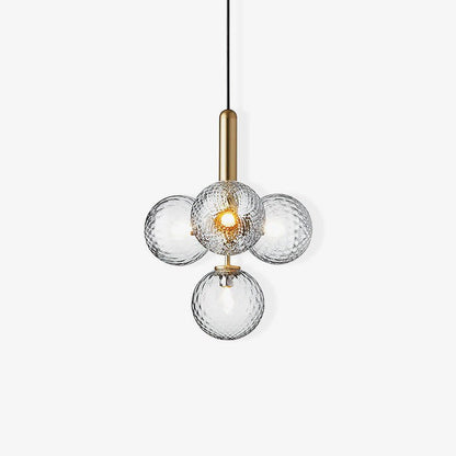 Adjustable Opal & Clear Glass Sphere Pendant Light