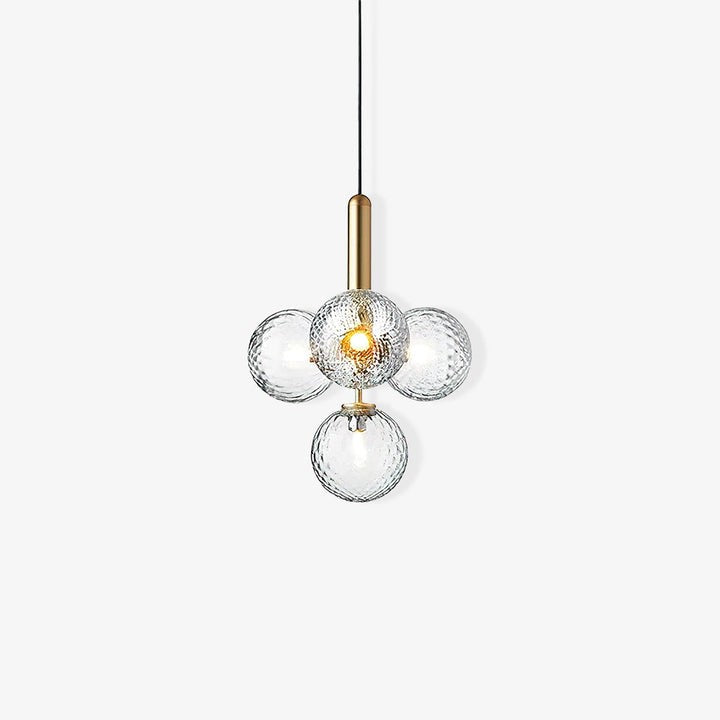 Adjustable Opal & Clear Glass Sphere Pendant Light