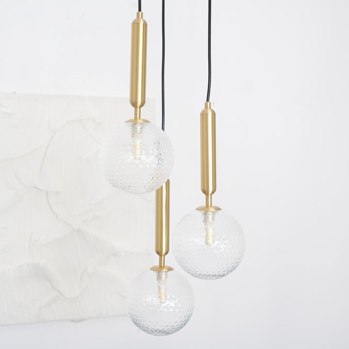 Adjustable Opal & Clear Glass Sphere Pendant Light