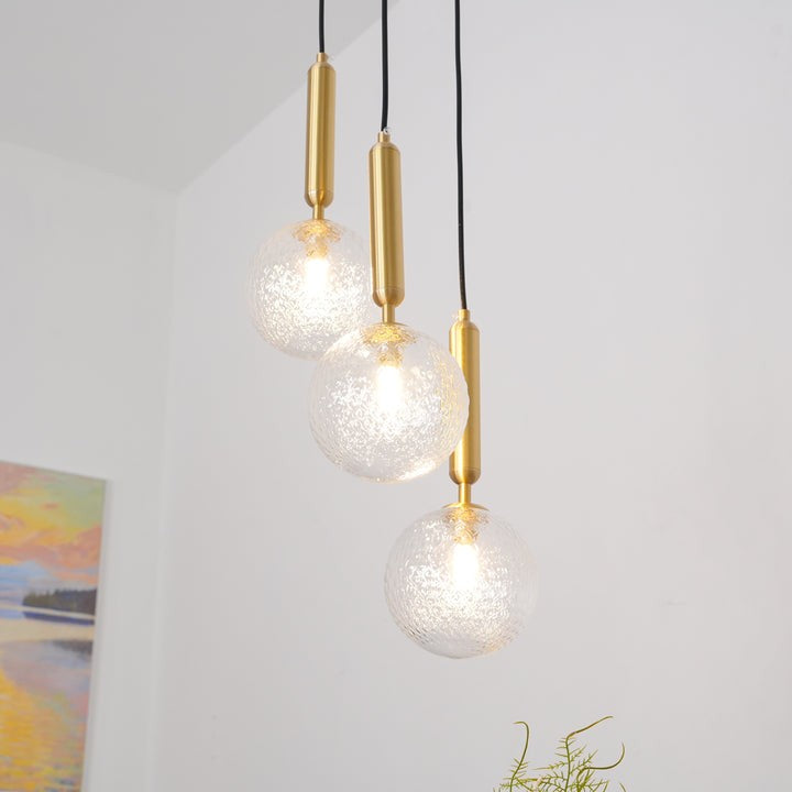 Adjustable Opal & Clear Glass Sphere Pendant Light