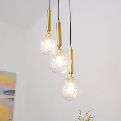 Adjustable Opal & Clear Glass Sphere Pendant Light