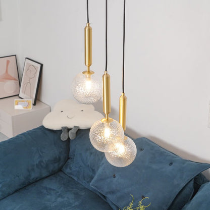 Adjustable Opal & Clear Glass Sphere Pendant Light