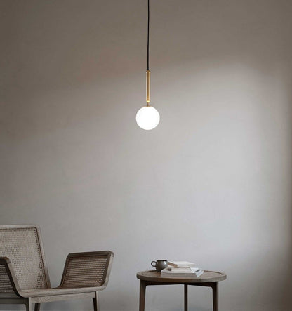 Adjustable Opal & Clear Glass Sphere Pendant Light