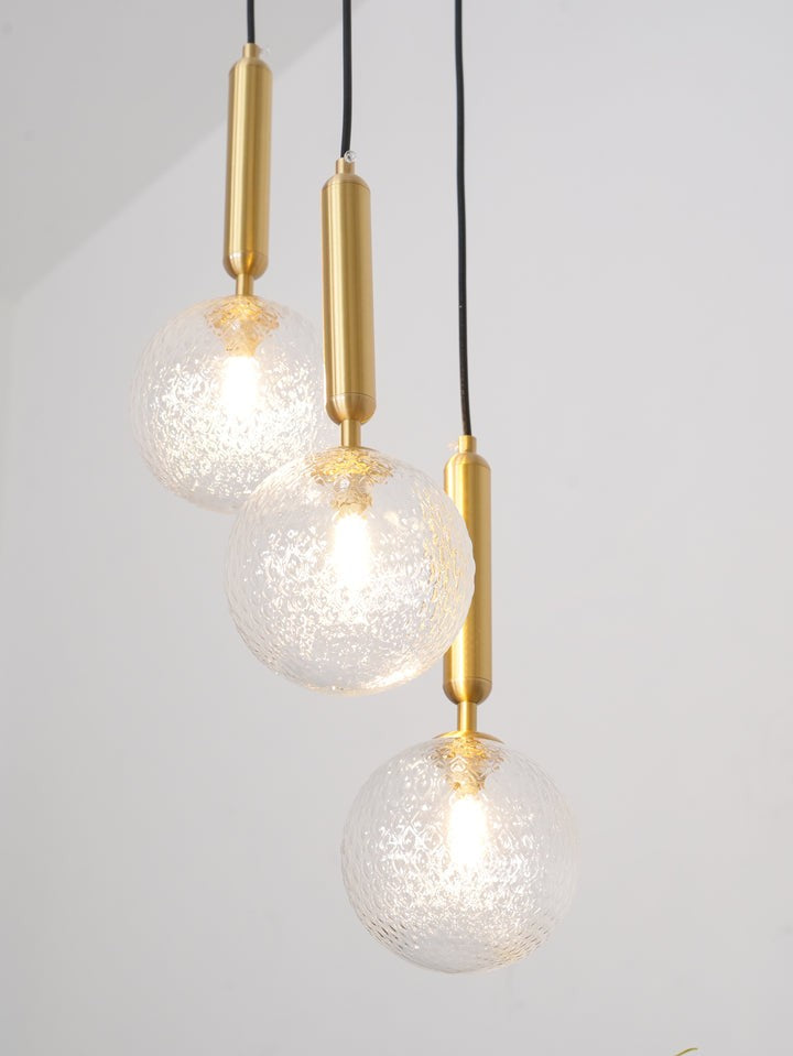 Adjustable Opal & Clear Glass Sphere Pendant Light
