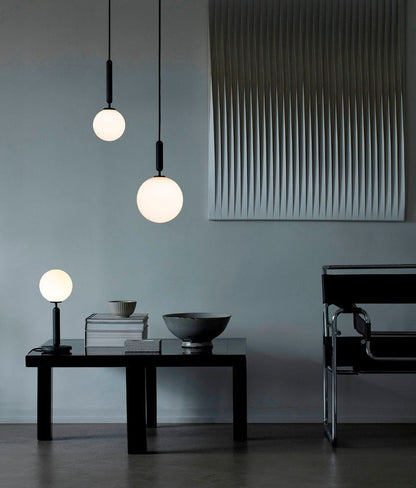 Adjustable Opal & Clear Glass Sphere Pendant Light
