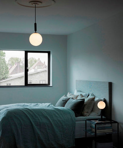 Adjustable Opal & Clear Glass Sphere Pendant Light