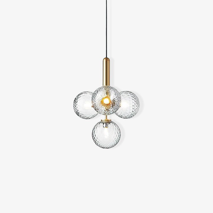 Adjustable Opal & Clear Glass Sphere Pendant Light