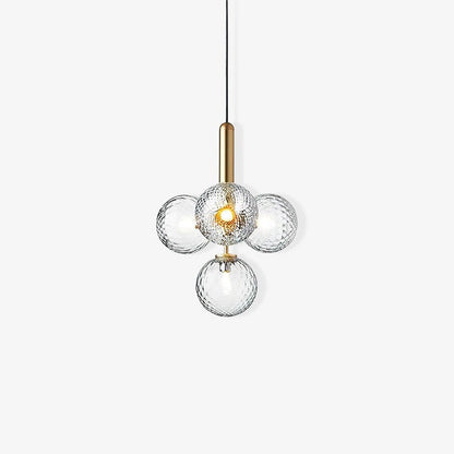 Adjustable Opal & Clear Glass Sphere Pendant Light