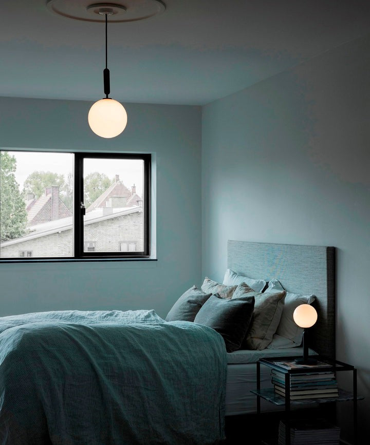 Adjustable Opal & Clear Glass Sphere Pendant Light