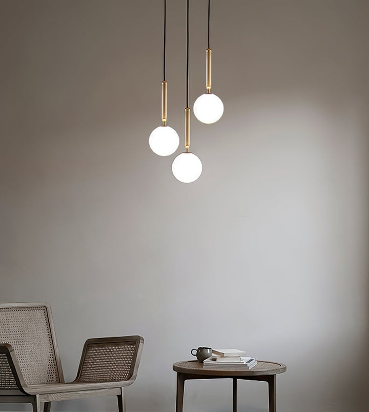 Adjustable Opal & Clear Glass Sphere Pendant Light
