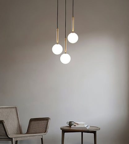 Adjustable Opal & Clear Glass Sphere Pendant Light