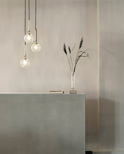 Adjustable Opal & Clear Glass Sphere Pendant Light