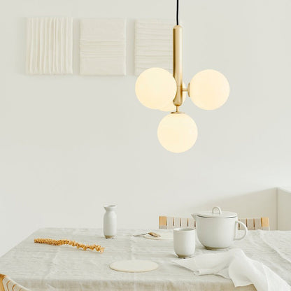 Adjustable Opal & Clear Glass Sphere Pendant Light