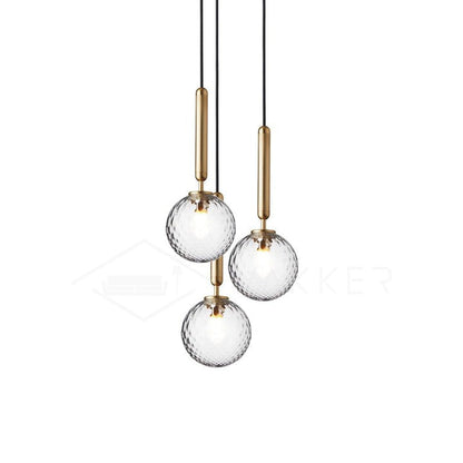 Adjustable Opal & Clear Glass Sphere Pendant Light