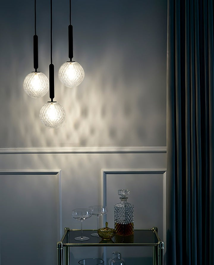 Adjustable Opal & Clear Glass Sphere Pendant Light