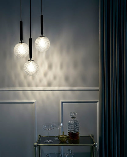 Adjustable Opal & Clear Glass Sphere Pendant Light
