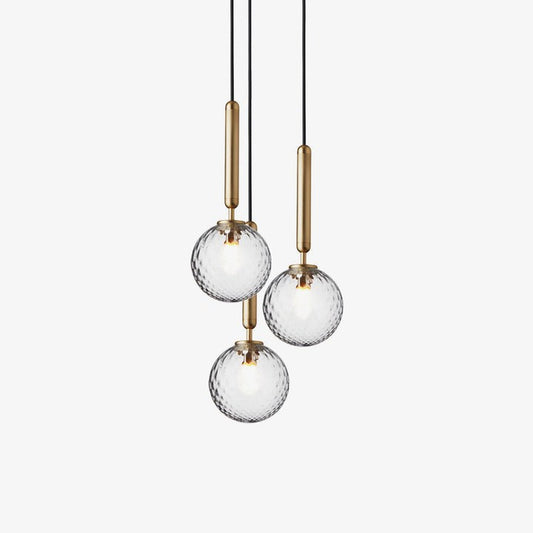 Adjustable Opal & Clear Glass Sphere Pendant Light