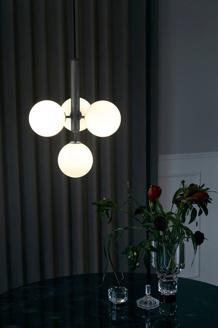 Adjustable Opal & Clear Glass Sphere Pendant Light
