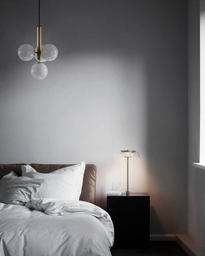 Adjustable Opal & Clear Glass Sphere Pendant Light