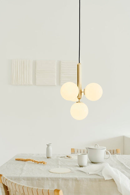 Adjustable Opal & Clear Glass Sphere Pendant Light