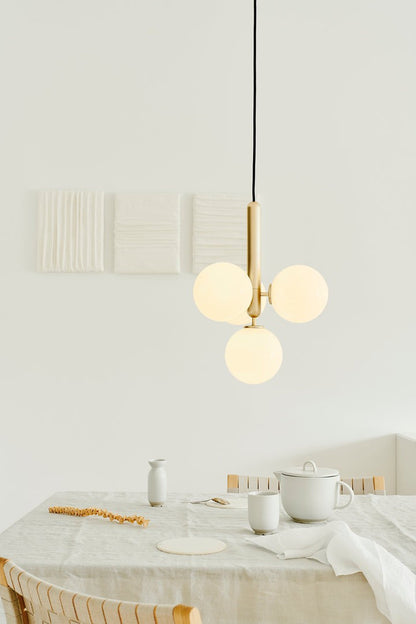 Adjustable Opal & Clear Glass Sphere Pendant Light