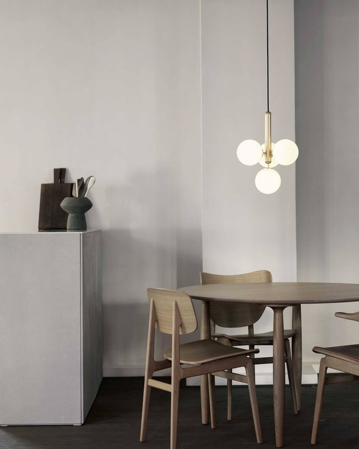 Adjustable Opal & Clear Glass Sphere Pendant Light