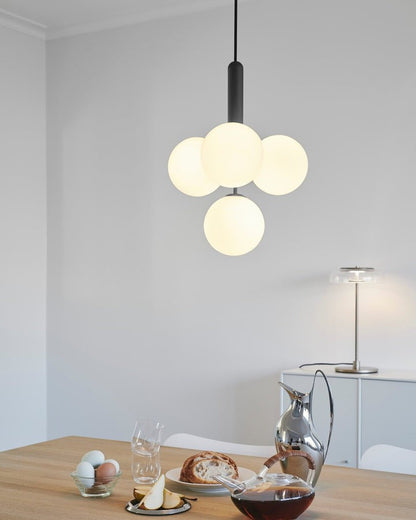 Adjustable Opal & Clear Glass Sphere Pendant Light