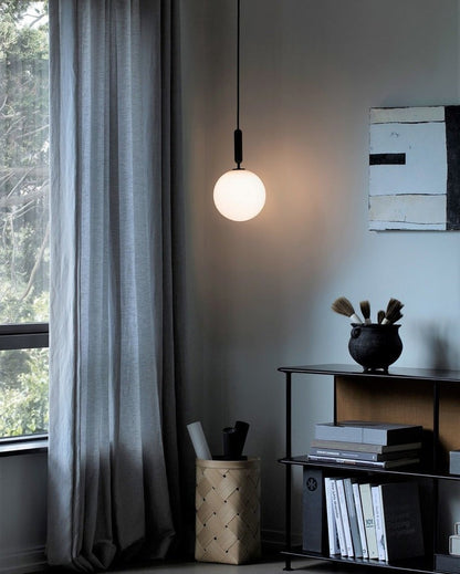 Adjustable Opal & Clear Glass Sphere Pendant Light