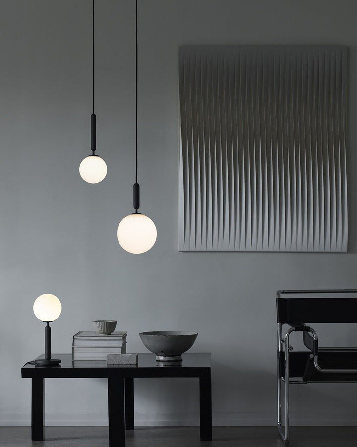 Adjustable Opal & Clear Glass Sphere Pendant Light