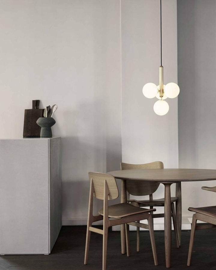Adjustable Opal & Clear Glass Sphere Pendant Light