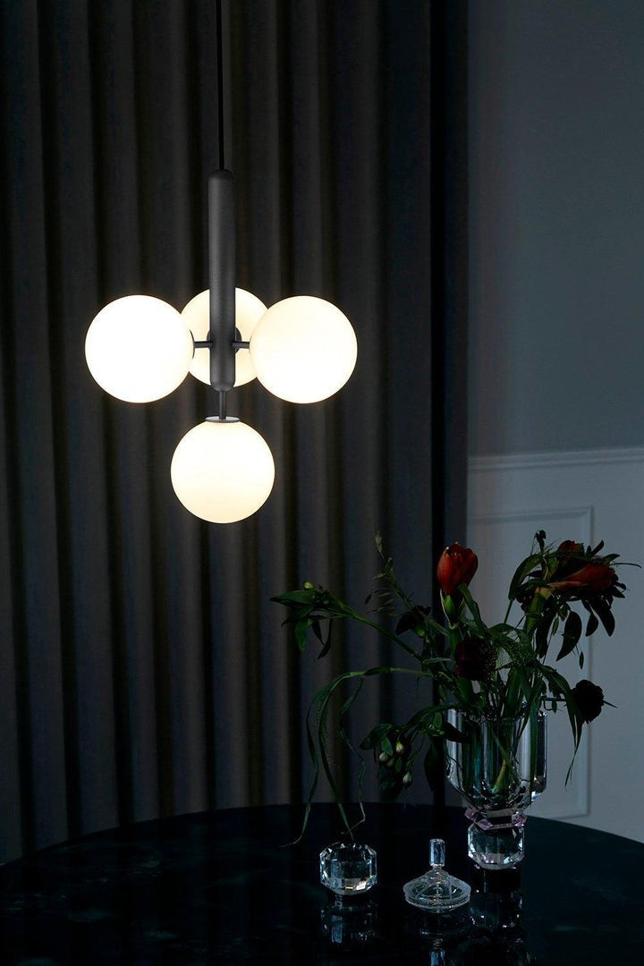 Adjustable Opal & Clear Glass Sphere Pendant Light