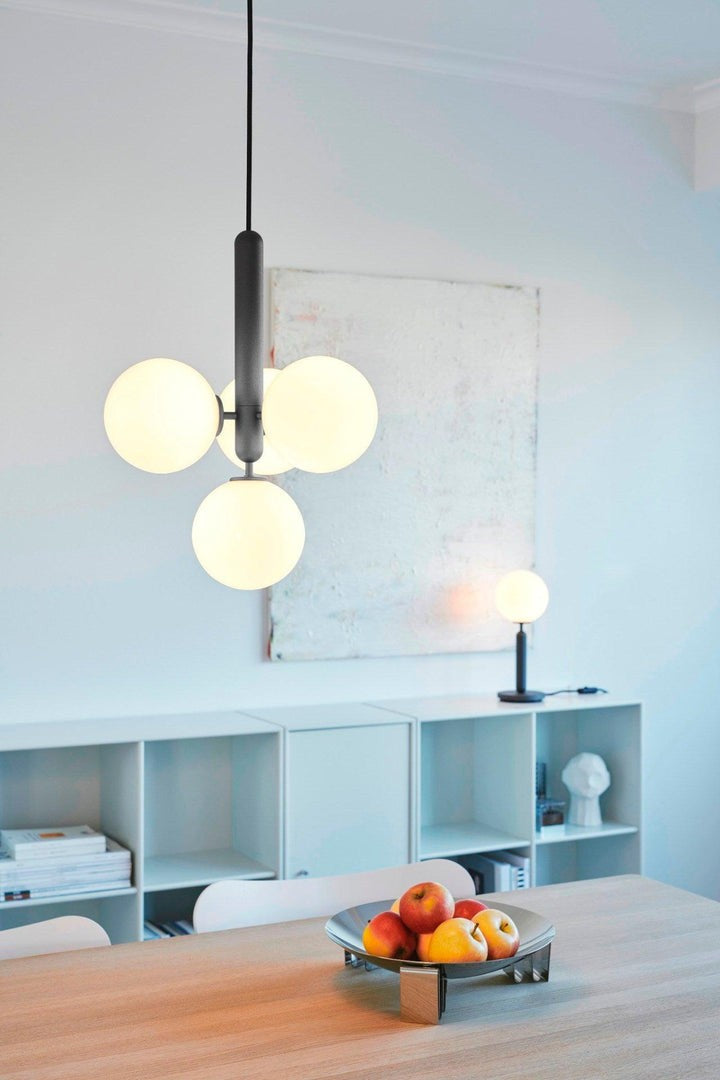 Adjustable Opal & Clear Glass Sphere Pendant Light