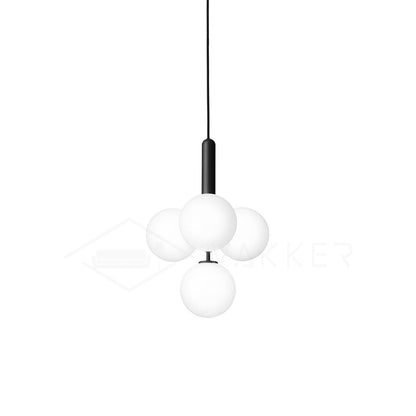 Adjustable Opal & Clear Glass Sphere Pendant Light