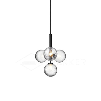 Adjustable Opal & Clear Glass Sphere Pendant Light