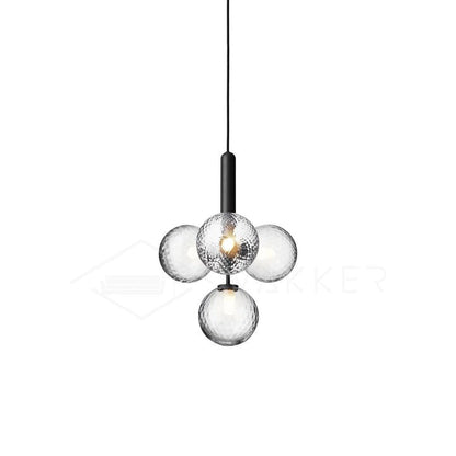 Adjustable Opal & Clear Glass Sphere Pendant Light