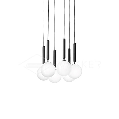 Adjustable Opal & Clear Glass Sphere Pendant Light