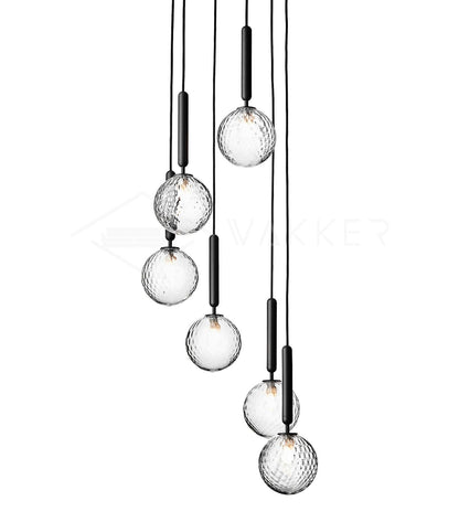 Adjustable Opal & Clear Glass Sphere Pendant Light