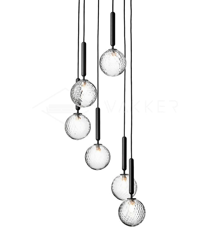 Adjustable Opal & Clear Glass Sphere Pendant Light