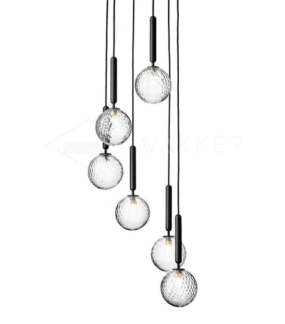 Adjustable Opal & Clear Glass Sphere Pendant Light