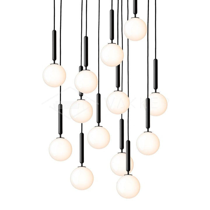 Adjustable Opal & Clear Glass Sphere Pendant Light