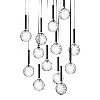 Adjustable Opal & Clear Glass Sphere Pendant Light