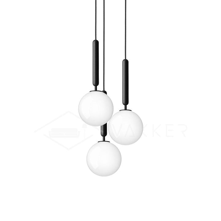 Adjustable Opal & Clear Glass Sphere Pendant Light