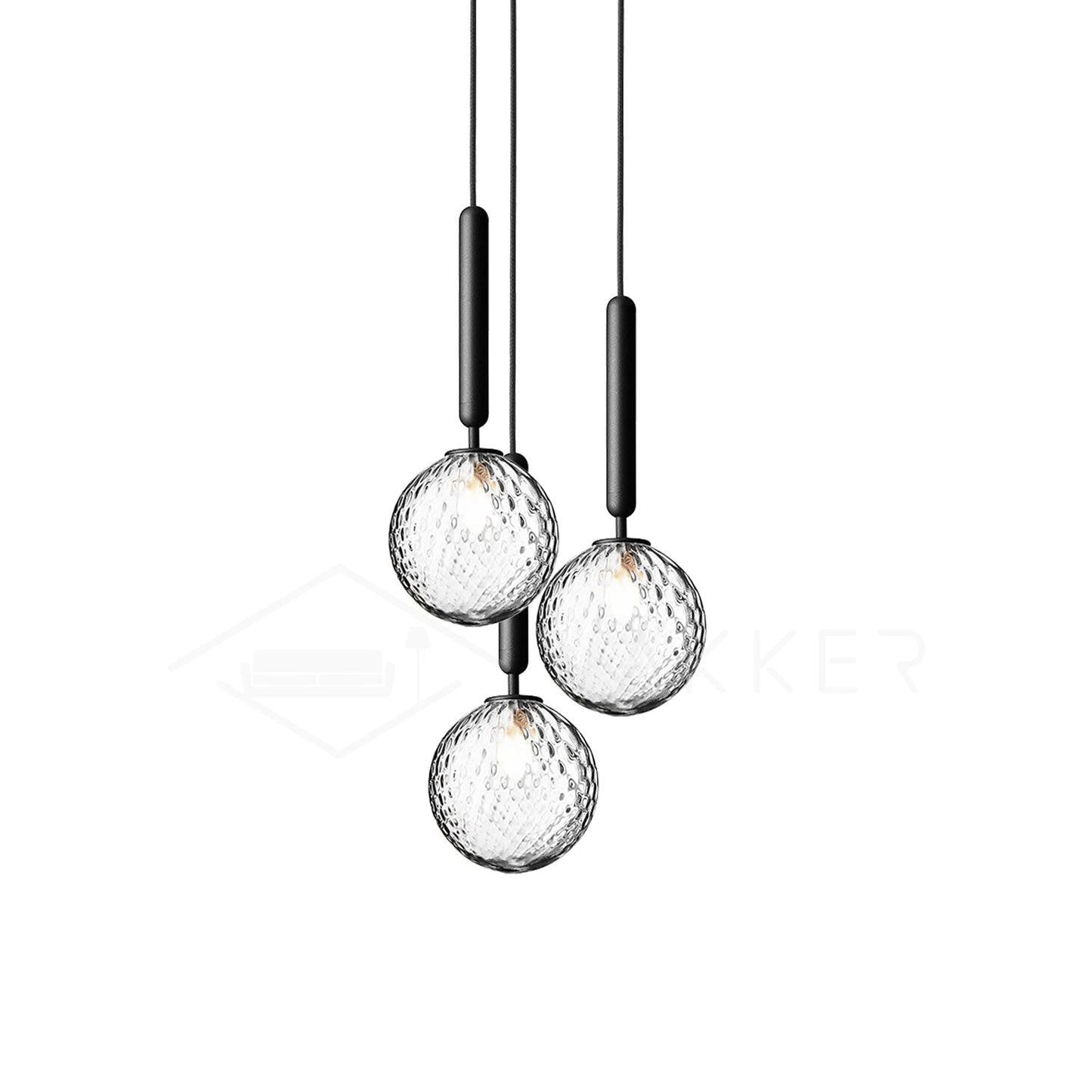 Adjustable Opal & Clear Glass Sphere Pendant Light