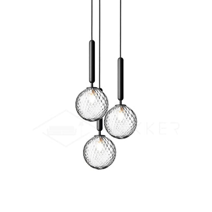 Adjustable Opal & Clear Glass Sphere Pendant Light