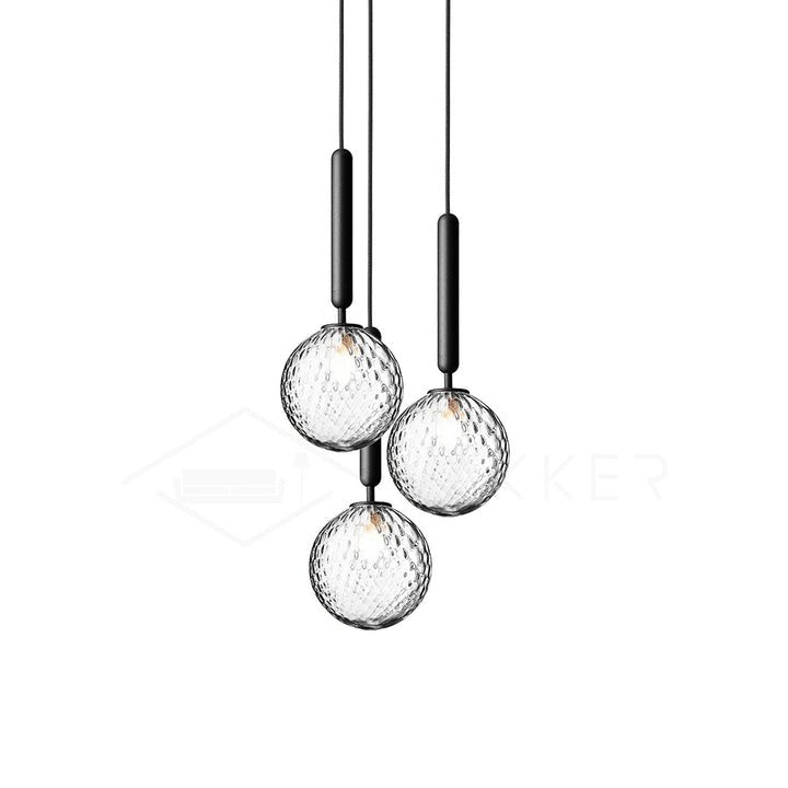 Adjustable Opal & Clear Glass Sphere Pendant Light