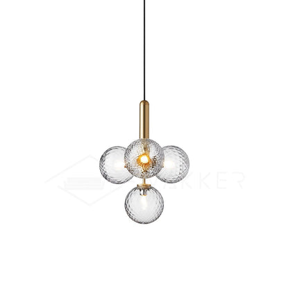 Adjustable Opal & Clear Glass Sphere Pendant Light