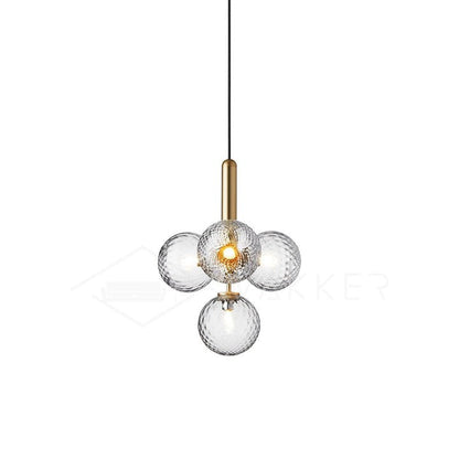 Adjustable Opal & Clear Glass Sphere Pendant Light